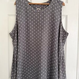 Anne Klein Purple/Gray Polka Dot Sleeveless Blouse